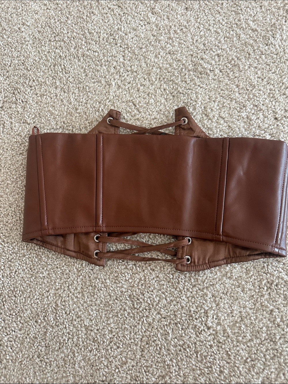 Brown Lace-Up Faux Leather Waist Corset - Picture 2 of 3